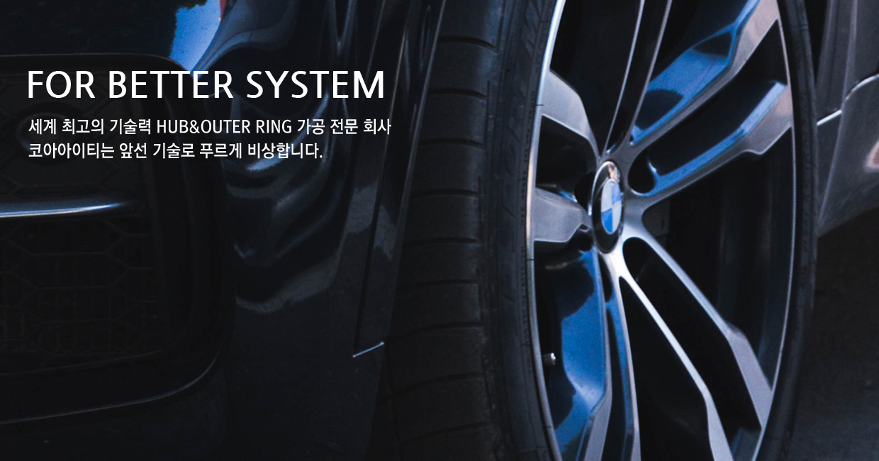 FOR BETTER SYSTEM 세계 최고의 기술력 HUB&OUTER RING 가공 전문 회사 티알에스 주식회사는 앞선 기술로 푸르게 비상합니다.